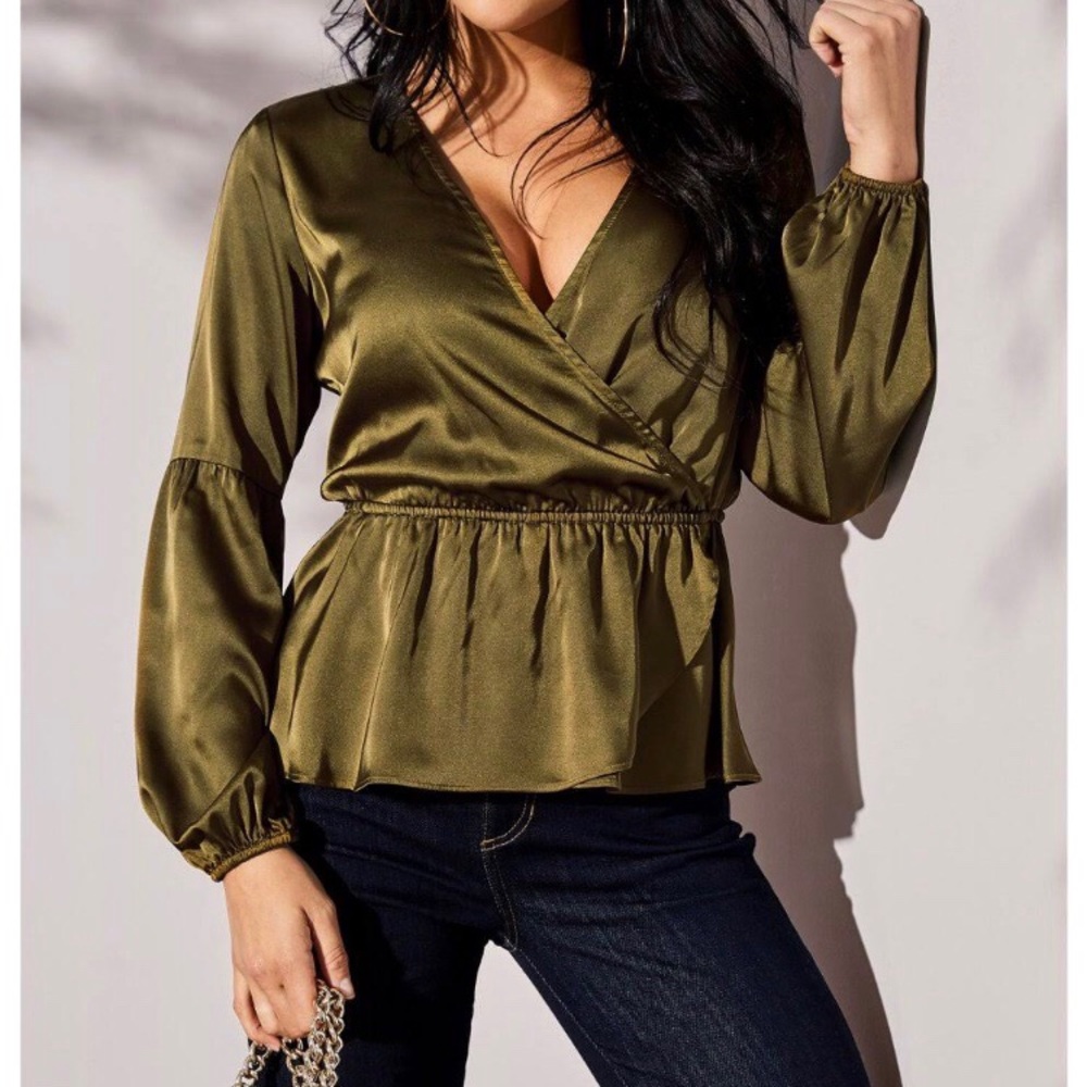 GUESS Surplice Peplum Top
